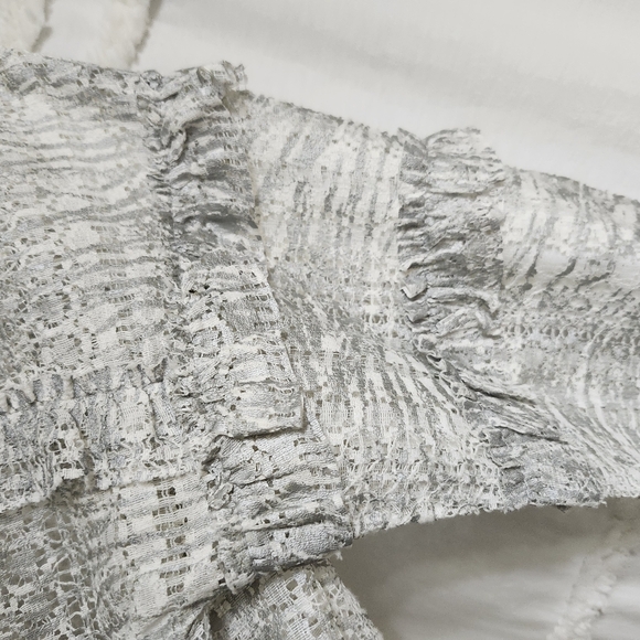 Bnwot,.Zara Sheer Textured Gray Long Sleeve Crop Top. - Picture 9 of 10